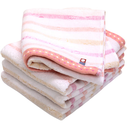 Hiorie Imabari Horizontal Stripes Fluffy Face Towel 4 Sheets Cotton 100% Japan