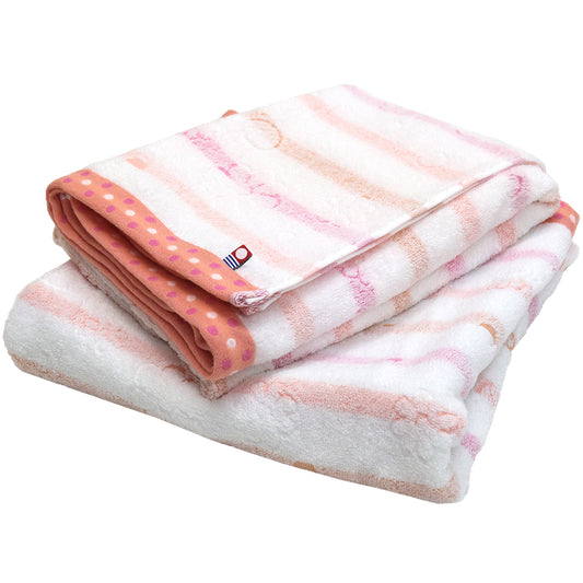 Hiorie Imabari Horizontal Stripes Fluffy Bath Towel 2 Sheets Cotton 100% Japan