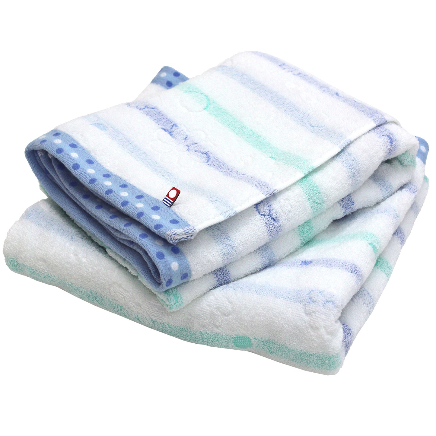 Hiorie Imabari Serviette de bain moelleuse à rayures horizontales 2 feuilles coton 100 % Japon