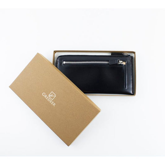 Unisex Zipper Wallet Matsusaka Leather Black by BAMBI Japan GREDEER Brand