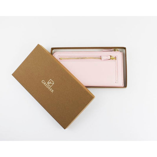 Unisex Zipper Wallet Matsusaka Leather Pink by BAMBI Japan GREDEER  Brand