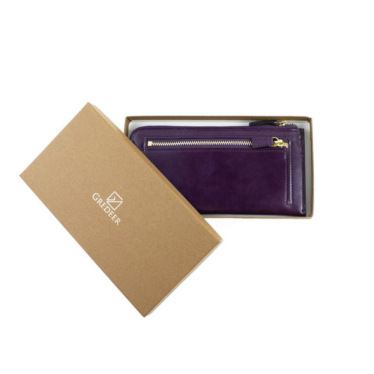 Unisex Zipper Wallet Matsusaka Leather Purple BAMBI Japan GREDEER  Brand
