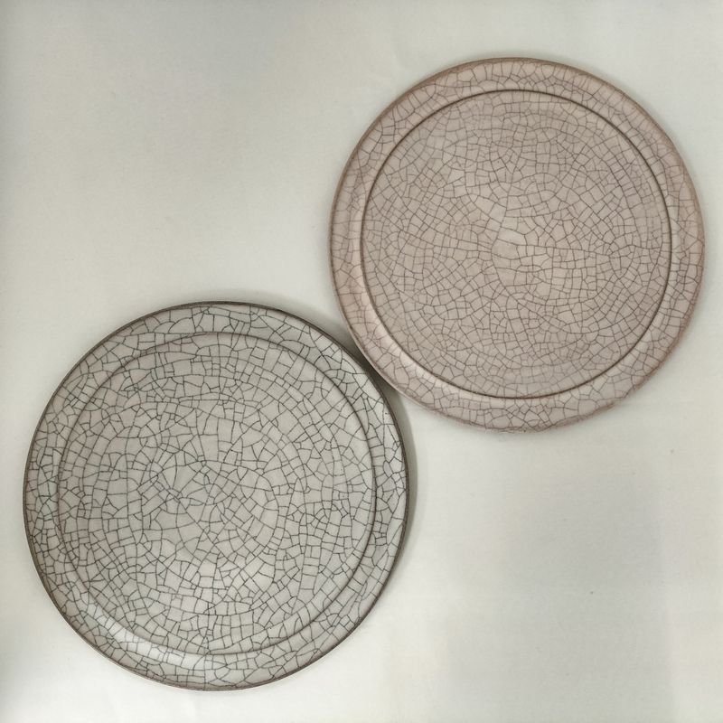 Kiyomizu Ware Series "Hibiki" Flat Plate - Size Medium