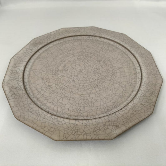 Hibiki Flat Plate Rim Twelve Angles L Kaoline Handmade Kyo-yaki JAPAN fuuu MARKE