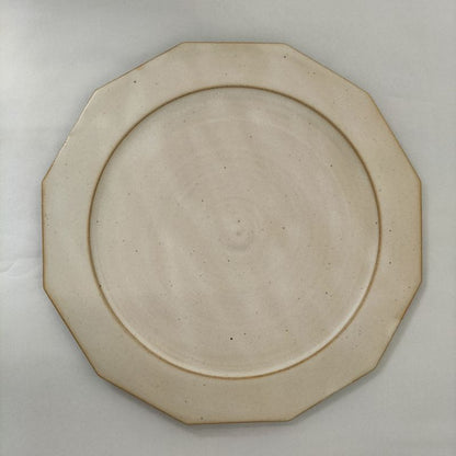 Mat Flat Plate Rim Twelve Angles L Kaoline Handmade Kyo-yaki JAPAN fuuu BRAND