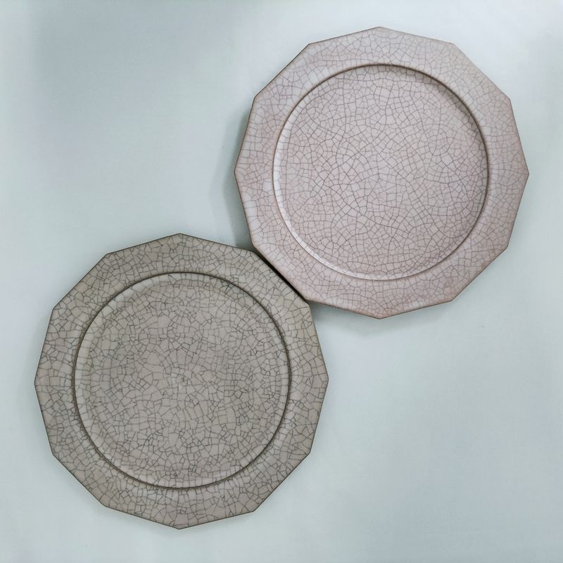 Série de vaisselle Kiyomizu "Hibiki" Assiette Plate Dodécagonale - Taille Moyenne