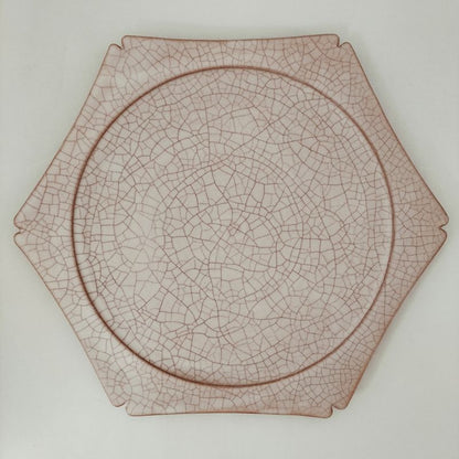 Série de vaisselle Kiyomizu "Hibiki" Assiette Plate Hexagonale - Taille Grande