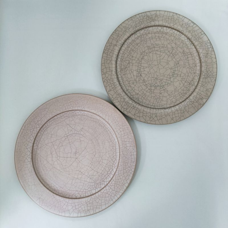 Kiyomizu Ware Series "Hibiki" Rimmed Flat Plate - Size Medium