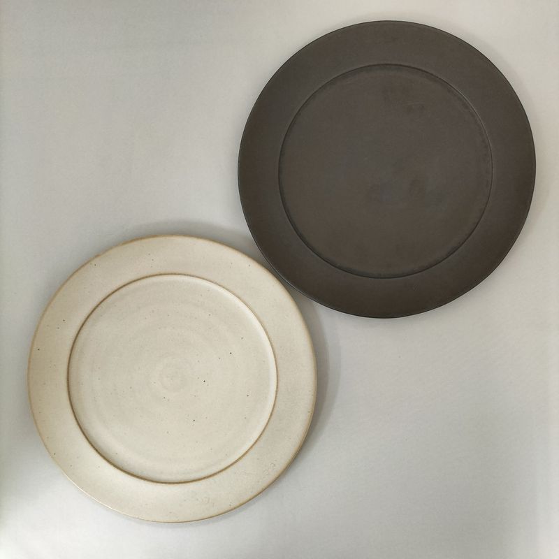 Kiyomizu Ware Series "Mat" Rimmed Flat Plate - Size Medium