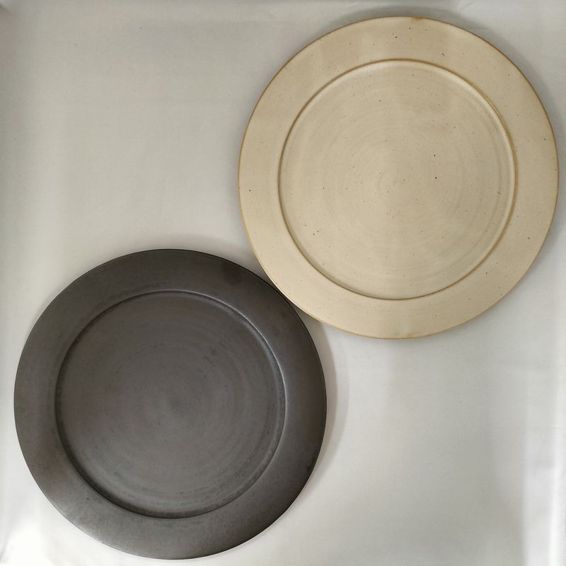 Kiyomizu Ware Series "Mat" Rimmed Flat Plate - Size Large