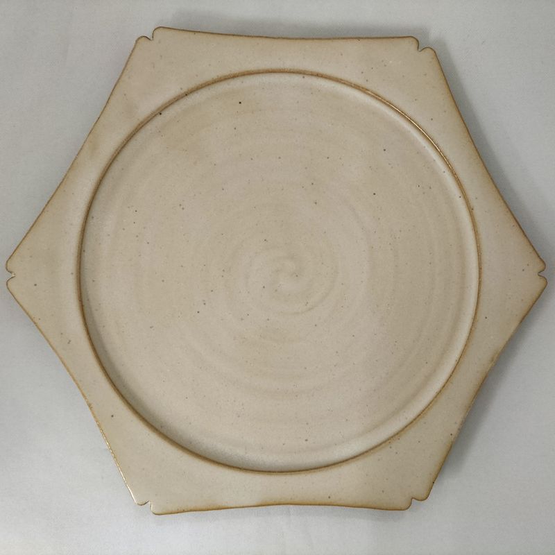Kiyomizu Ware Series "Mat" Hexagonal Flat Plate - Size Large