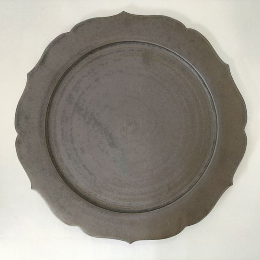 Kiyomizu Ware Series "Mat" Rinka Wavy Edge Flat Plate - Size Large