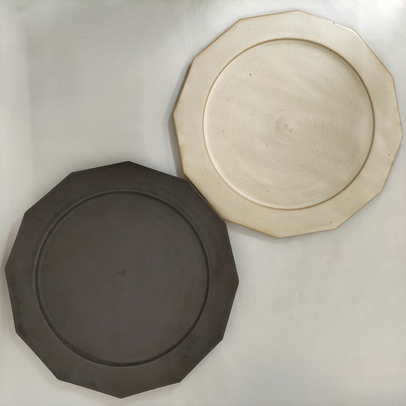 Série de vaisselle Kiyomizu "Mat" Assiette Plate Dodécagonale - Taille Grande