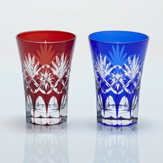 EDOKIRIKO Hoshi Kenbishi Tumbler Pair Red x Blue Japanese Soda Glass