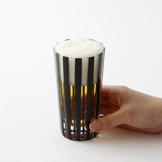 EDOKIRIKO KUROCO Stripe Tumbler Black Japanese Soda Glass