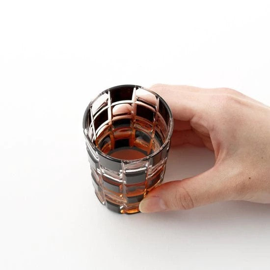 EDOKIRIKO KUROCO Tama-Checkered Pine Shot Glass Black Japanese Soda Glass