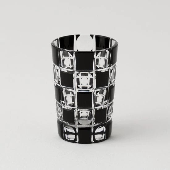 EDOKIRIKO KUROCO Tama-Checkered Pine Shot Glass Black Japanese Soda Glass