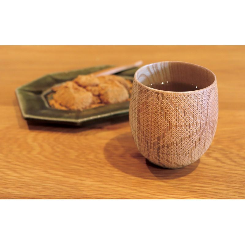 Gravierte Teetasse mit Glasbeschichtung - Hitta Asanoha Mon-Muster