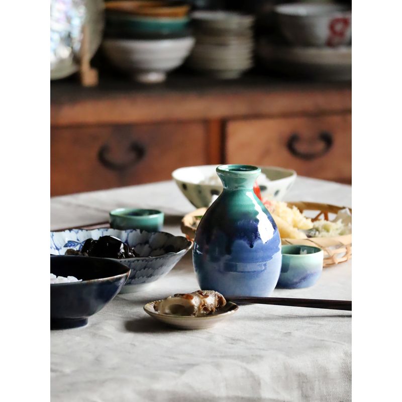 Sake Pot - Turquoise glaze 3pcs
