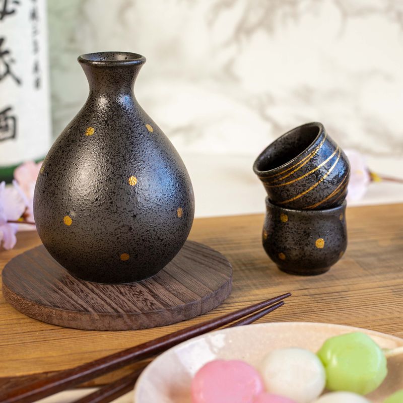 Sake Pot - Gold dot 3pcs
