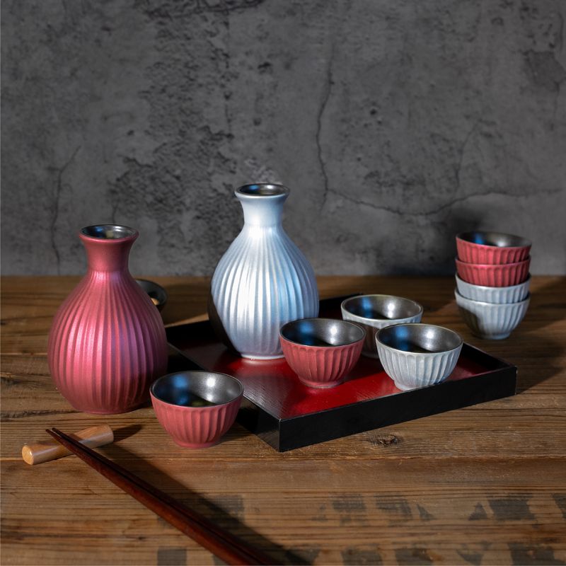Sake Pot - Metal color Galena Silver 3pcs