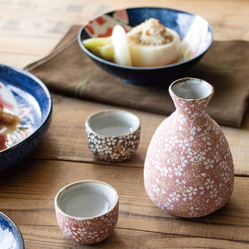 Sake-Geschirr-Set - Hanachirashi Grün