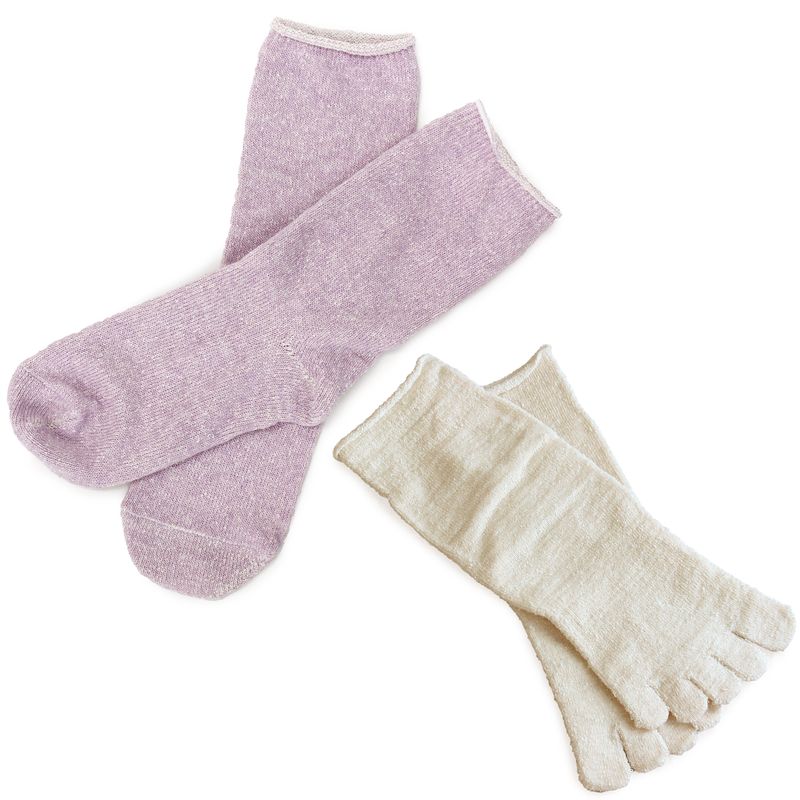 Hiorie Five Finger Toe Women's M Size 2 Pairs of Socks Silk and Cotton Japan