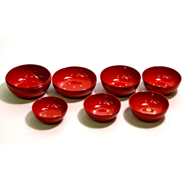 isuke Nested 6 Sake Cups set with dice for Sakura Hanami Makie Lacquerware Japan