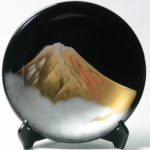 isuke Japanese Decorative Plate "Mt. Fuji" Urushi Handcrafted Art Lacquerware