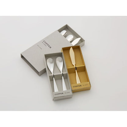 COPPER the cutlery Ice Cream Spoon x 2 Butter Knife x 1 Pure Gold Plated