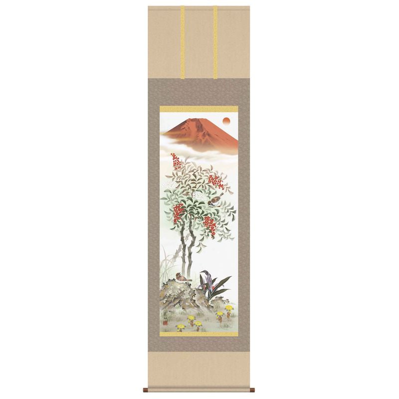 I.S.M Hanging Scroll Red White Southern Air Mountain Sudo 44.5x164cm Japan