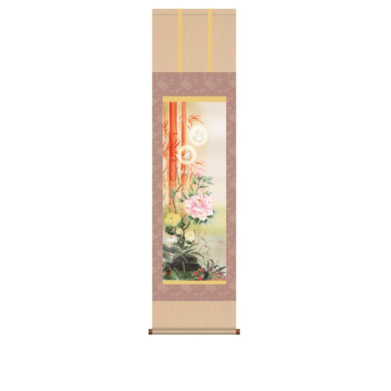 I.S.M Good Luck Hanging Scroll Auspicious Flower Katayama 44.5x164cm Japan