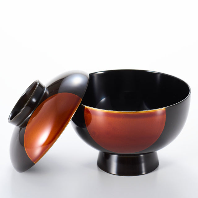 isuke Miso Soup Bowl with lid "Byakudan" Handmade Urushi Lacquerware Japan