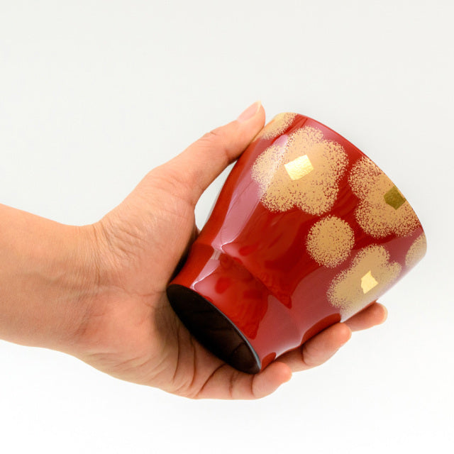 isuke Pair of Cups set "Hana" black & red Urushi Handmade Lacquerware Japan
