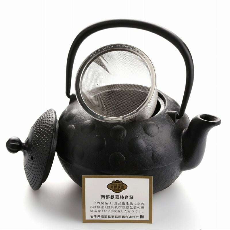 Fujita Nambu Tekki Iron Kettle Kyusu Tea Pot Polka Dots 0.4L Direct Fire