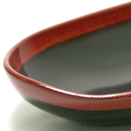 Isuke Ovale Schüssel Sabi Handgefertigte Lackware, hergestellt in Japan