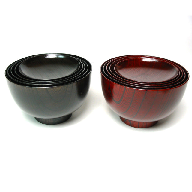 isuke Nested Miso Soup Bowls and Plates set Handmade Lacquerware Urushi Japan