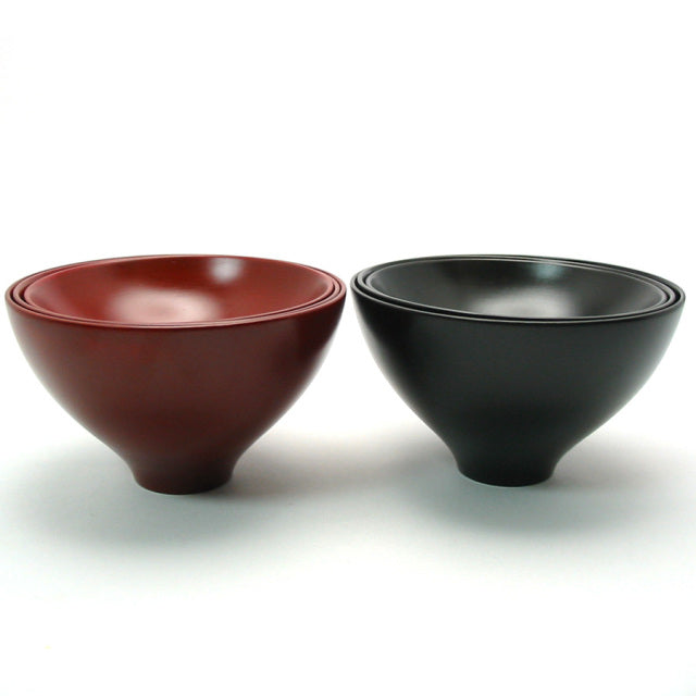 isuke Nested Rice Miso Soup Bowls set  Handmade Wooden Urushi Lacquerware Japan