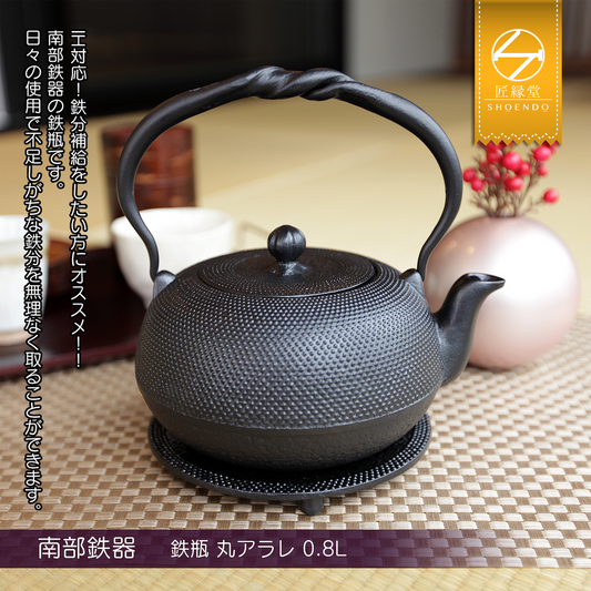 Fujita Tetubin TeaPot Nanbu Nambu Tekki Ironware Kettle Maruarare 0.8L Japan