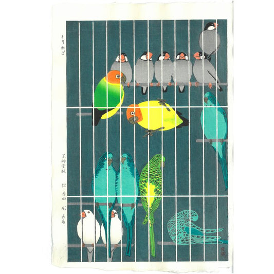 UNSODO Shiro Kasamatsu Shin hanga Bird Cage 