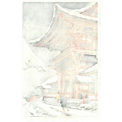Shin-Hanga Takeji Asano - หิมะในศาลเจ้า KAMIGAMO แบรนด์ KYOTO JAPAN
